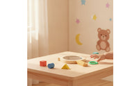 Natural Bear Mirror with Loop Smooth Wooden Handheld Mirror Compact Toy Educational for Toddlers, Playroom