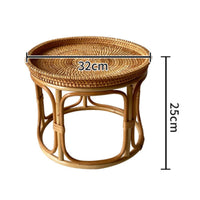 Rattan Side Table Handwoven Rattan Table Multi-Purpose for Tea Time