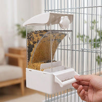 Splash-resistant Bird Feeder, Automatic Bird Feeder for Cage, 500ml PET Budgie Feeders for Cages with Hull Separator