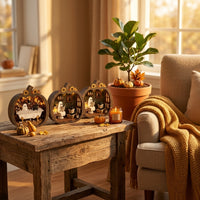 3 Pieces Fall Wooden Pumpkin Cutout