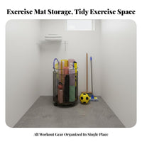 Large Capacity Exercise Mat Storage Rack Heavy Duty Gym Equipment Holder Rust-Resistant Home Gym Storage Cart Easy to Assemble for Garage, Living Room