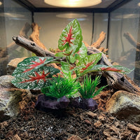 Freestanding Reptile Decor Artificial Plant Hideaway, 15cm Leopard Gecko Tank Accessories and Reptile Plants, Snake Accessories for Vivarium