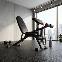 Multifunction Workout Bench Metal Frame Weight Bench with Leg Developer Wide Base for Floor Use