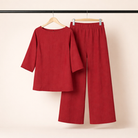 Airport Outfit 2 Piece for Women with Long Sleeve Top, Loungewear Set in Breathable Linen Blend, Loose Fit Travel Clothes for Everyday Wear