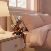 Seated Fairy Figurine with Butterfly Wings Decorative Sitting Fairy Figurine Compact Ornament Whimsical for Courtyard