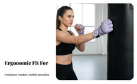 2 Pieces Long-Lasting PU Leather MMA Gloves Adjustable Wrist Support Half Finger Boxing Gloves Shock Absorbing Padding Kickboxing Training Mitts Enhanced Grip for Women, Kids, Muay Thai