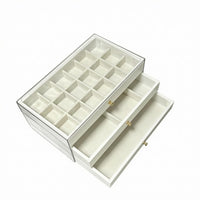 Compartment Tray Drawer Jewelry Box Compact Jewelry Organizer Box Gold-Tone Knobs Clear Storage Drawers Smooth PVC