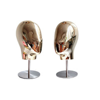 Silver Electroplated Head Model Hat Display Stand with Metal Base