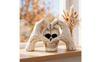 Skeleton with Skeletal Heart Halloween Cranium with Skeletal Hands Resin Cranium Figurine for Bookshelf, Eerie Dwelling