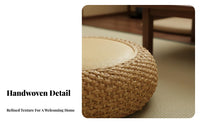 Woven Meditation Seat Thick Padded Round Straw Seat Rattan Meditation Seat Natural Material Japanese Design Floor Stool