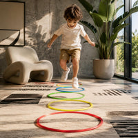 8 Pieces Coordination Training Hopscotch Rings Movement Skills Plastic Jumping Rings Colorful Jump Hoop Set Bright Colors for Toddlers, Playroom