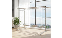 Freestanding Double-Rod Drying Rack Industrial Double Rod Drying Rack Heavy-Duty Metal for Laundry Room, Balcony