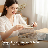 Rotatable Design four-tier Rotating Organizer Compartmentalized four-tier Rotating Storage Case Space-Saving Jewelry Box Multi-Functional for Women, young women, Students, Desktop, Dressing Table, Bedroom, Dorm Room