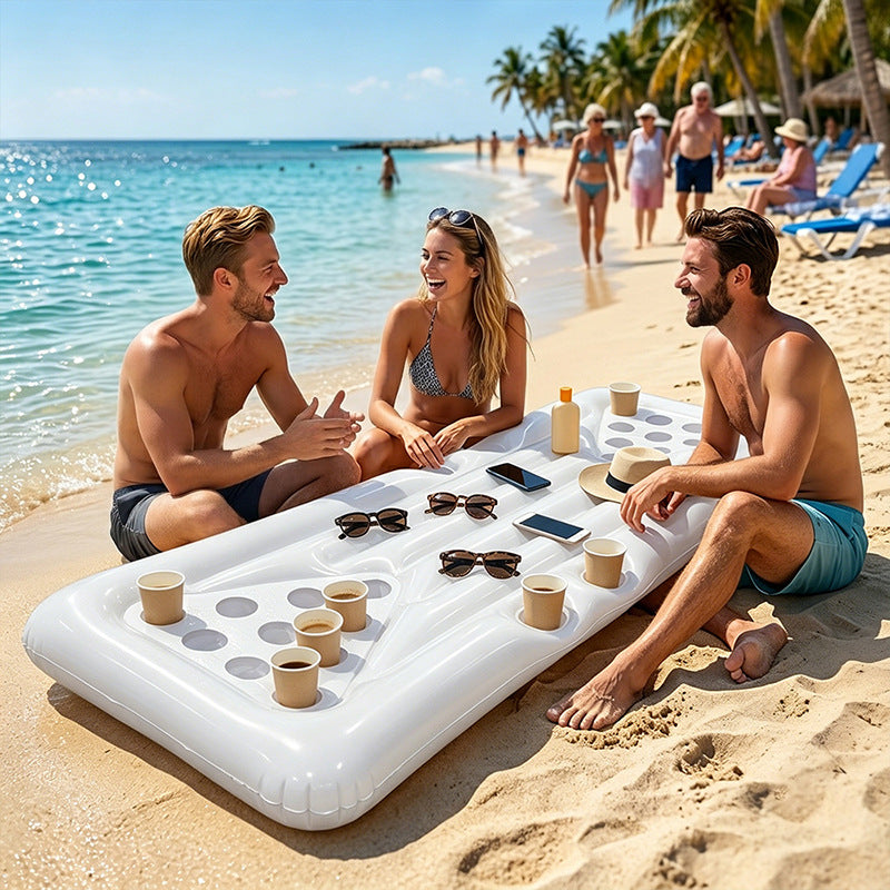 Inflatable Rectangular Ice Bar for Summer Team Building, Water Park, Portable Beverage and Fruit Tray Ice Trough