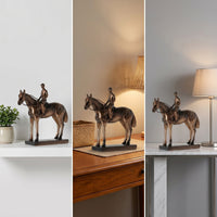 Equestrian Statue Detailed Craftsmanship Rectangular Base Horse Equestrian Statue Tabletop Ornament