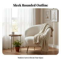Upholstered Barrel Chair Light Luxury Aesthetic Living Room Furniture Plush Upholstery Wrap-Around Backrest for Lounge Area