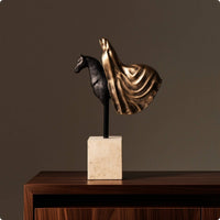 Horse Sculpture Abstract Sculpture with Stone Base Resin for Office, Homeowners