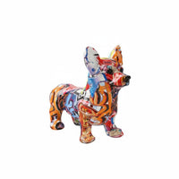 dog Figurine Colorful dog Statue Graffiti Style Resin for Entryway