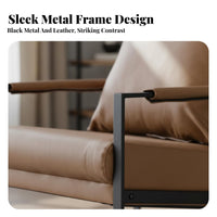 Upholstered Armchair with Metal Frame Light Luxury with Design Cafe Seating Easy to Clean Ergonomic Design for Coffee Shop