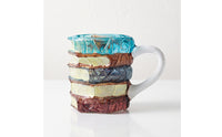 Stacked Book Mug Carved Book Stack Mug Faceted Decorative Cup for Readers, Librarians, Bookshelf, Study, Desk