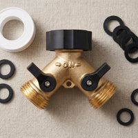 Y-Splitter with Handles Brass Y Valve Threaded for Lawn Watering, Homeowners