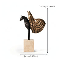 Horse Sculpture Abstract Sculpture with Stone Base Resin for Office, Homeowners