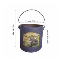Iron Blossom Pail Decorative Print Rustic Floral Bucket Indoor Outdoor Use Vintage Tin Planter for Balcony