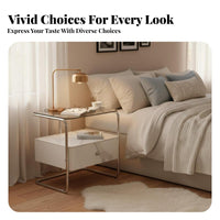 C-Shaped Drawer Unit Modernist aesthetic Nightstand InstallationNo Assembly Required for Small Spaces