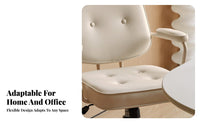 Height Adjustable Upholstered Rolling Chair 360-Degree Swivel Upholstered Rolling Armchair Ergonomic Design Office Furniture Tufted Upholstery for Home Workers, Students, Adults, Study Room, Workplace, Bedroom Desk Area