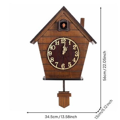 Wooden Cuckoo Clock Solid Wood Chime Clock Light Sensor for Children