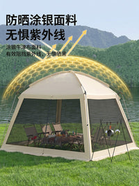 Outdoor Three-in-One Mesh Dome Canopy Tent with Awning and Pergola, Quick Setup, Mosquito Protection