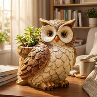 Owl Planter Resin Outdoor Decor Small for Garden