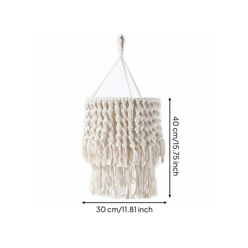 Moroccan Tassel Lamp Bohemian Macrame Lampshade Easy to Install for Photo