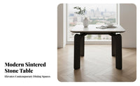 Sintered Stone Top Rectangular Table with Elephant Legs Modern Minimalist aesthetic Dining Furniture French Retro Influence Space-Saving for Small Apartment Dwellers, Families, Homeowners, Home, Kitchen, breakfast corner