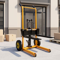 Low-Height Hydraulic Stacker Truck Compact Hand Push Stacker Light-Duty Manual Lift Truck Easy to Operate for Warehouse, Stockroom, Garage