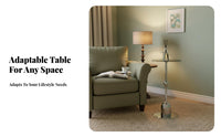 Round Glass-Top End Table Mixed Material Construction for Homeowners, Renters