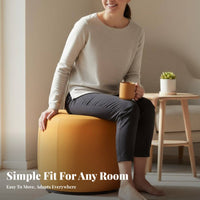 Textile Pouf with Handle Mobile Upholstered Bench Sturdy Construction Minimalist Design for Adults, Living Room, Bedroom