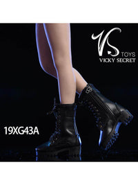 VSTOYS 19xg43 1/6拉链中靴 鞋子适合女兵人连脚素体 空心靴 皮靴