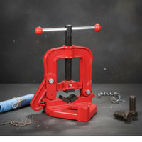 V-Shaped Jaw Heavy Duty Pipe Vise Reinforced Base Bench Pipe Vise High Carbon Steel Hand Tool for Professionals, Workshop, Repair Shop