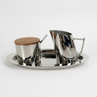 Sugar container and Milk Pitcher Set with Tray Stainless Steel Serving Ware for Restaurant