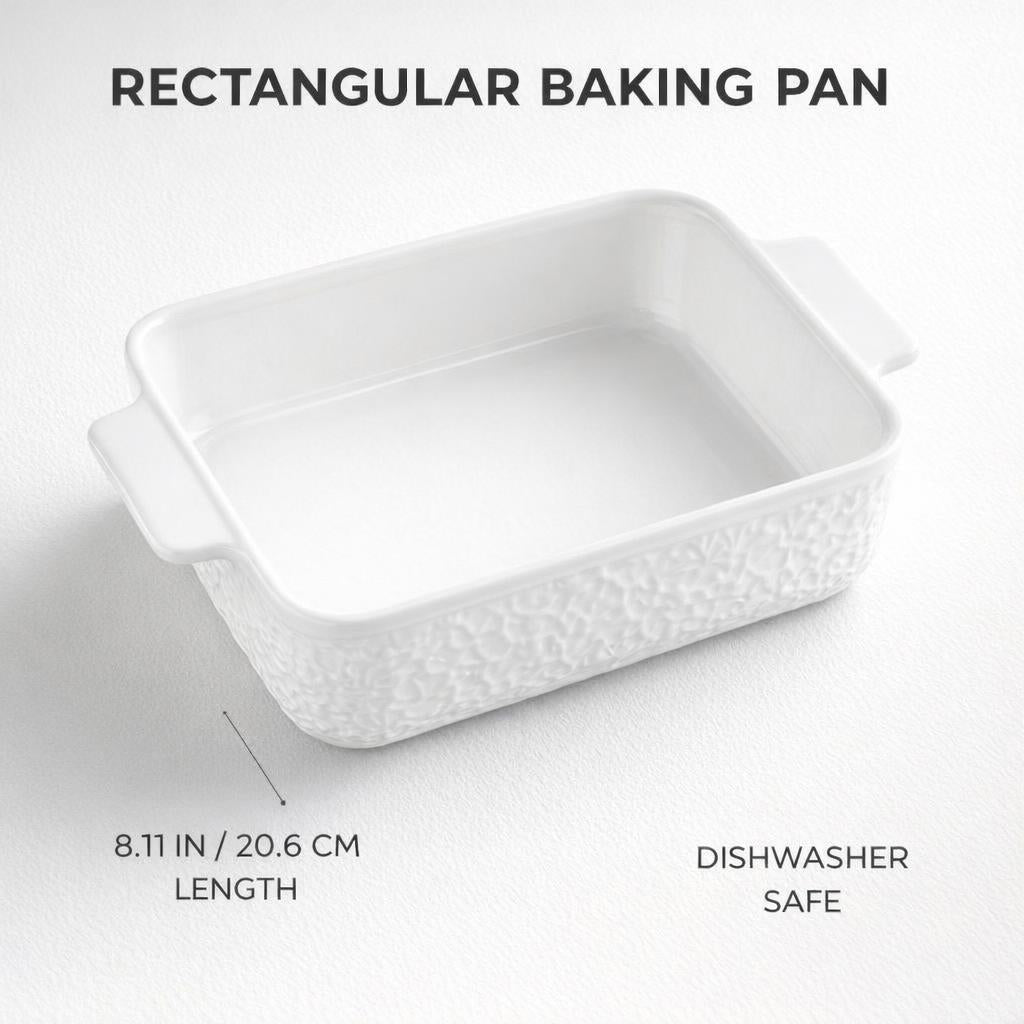 Rectangular Roasting Pan with Handles, Dish Ceramic Ovenware Set, Reinforced Ceramic Dish, For Entertaining Guests