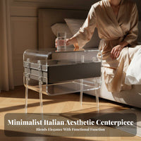 Fluted Drawer End Table Minimalist aesthetic Nightstand Easy Assembly for Guest Room