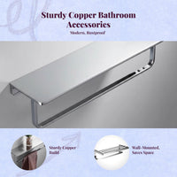 Towel Rack, Brass Double Bar, Wall-Mounted, Rustproof