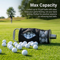 Telescopic Golf Ball Retriever Bag, Golf Ball Collector with Bag, Golf Ball Collector Aluminum Alloy, Golf Ball Collector Holds 70 Balls