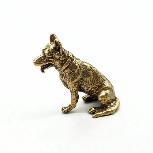 Brass Dog Figurine Miniature Brass Dog Statue Small for Collectors