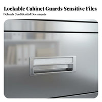 Stainless Steel Filing Cabinet Lockable Crafted Metal File Cabinet with Lock High-Capacity Locking Office File Drawer Unit for Administrators