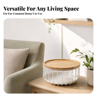 Versatile Wire Fruit Stand Bamboo Fruit Tray Round