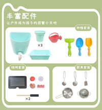 跨境户外实木工具摊位儿童沙盘泥瓦匠手工仿真过家家户外泥巴厨房