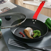 Frying Pan for Stir Fry and Egg Pan Meals, Heavy Duty Carbon Steel Steak Pan for Induction Hobs, Deep Nitriding Fry Pan with Silicone Handle