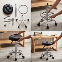 Adjustable Swivel Bar Stool with Backrest and Wheels for Home Bar or Salon